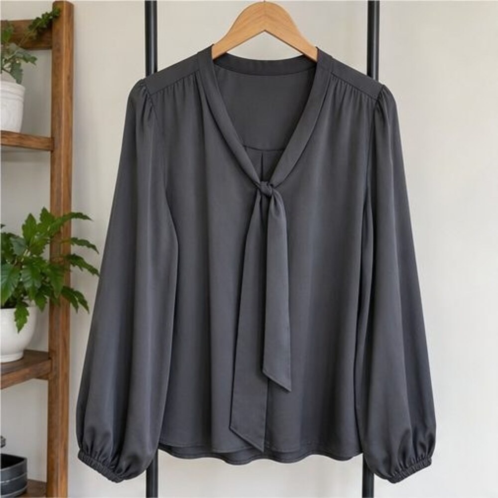 Charcoal Smocked Top